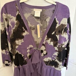 Chico's Purple and Black Floral Cardigan